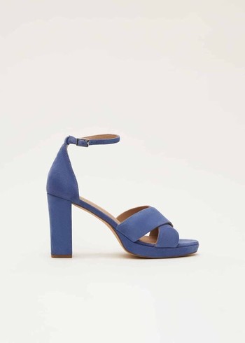 Phase Eight Blue Suede Platform Heels Blue Australia | MO5762031